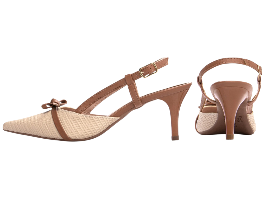 Scarpin Slingback Caramelo com Salto Fino