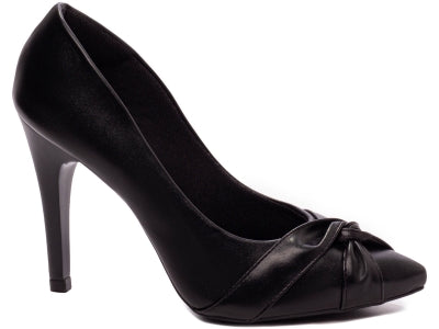 Scarpin Bico Fino Preto com Tiras em Nó