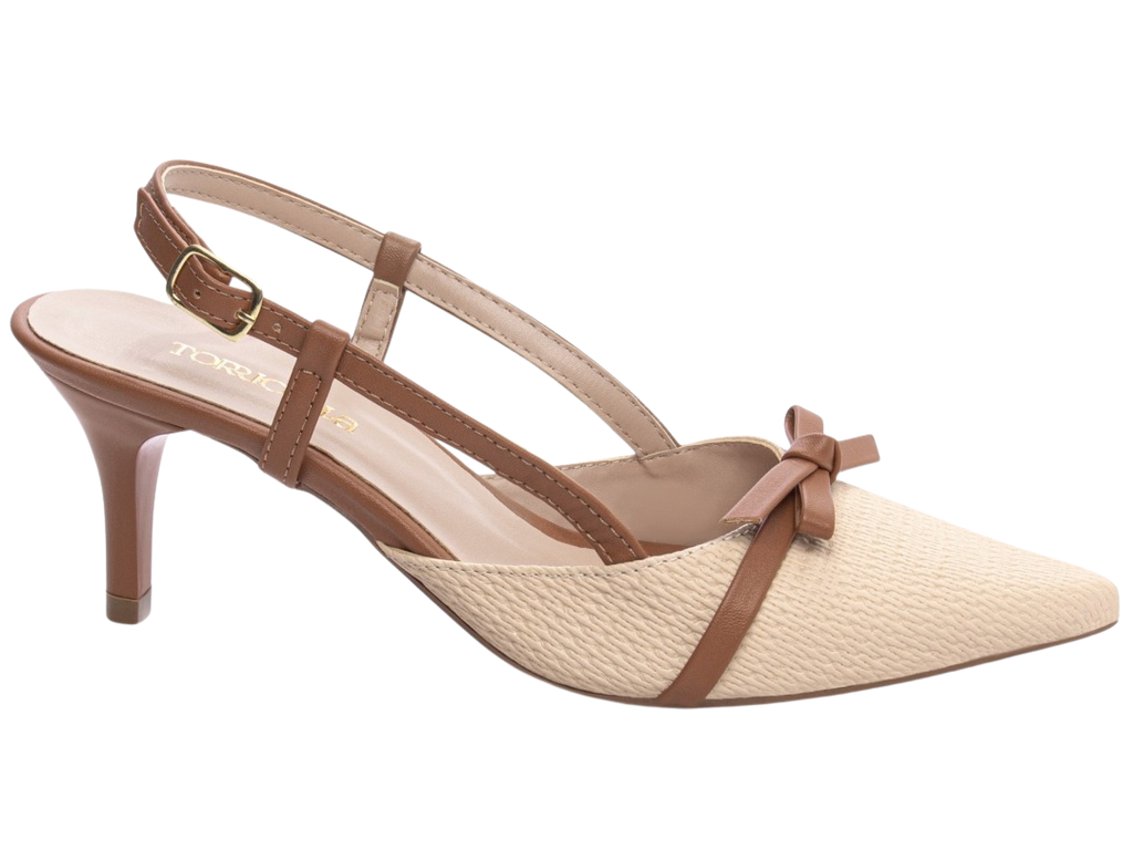 Scarpin Slingback Caramelo com Salto Fino