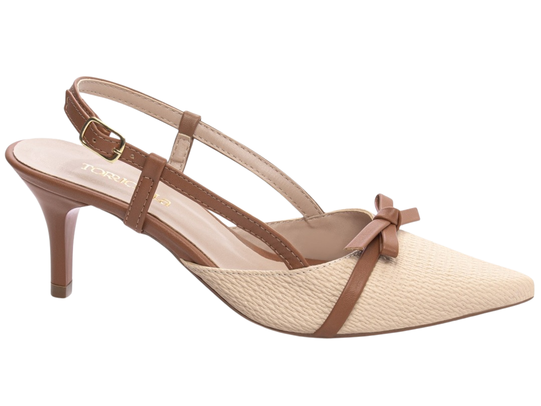 Scarpin Slingback Caramelo com Salto Fino