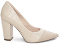 Scarpin Croco Bege Marfim com Salto Grosso
