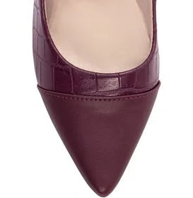 Scarpin Croco Bordô Marsala com Salto Grosso