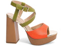 Sandalia Feminina Meia Pata Laranja e Verde