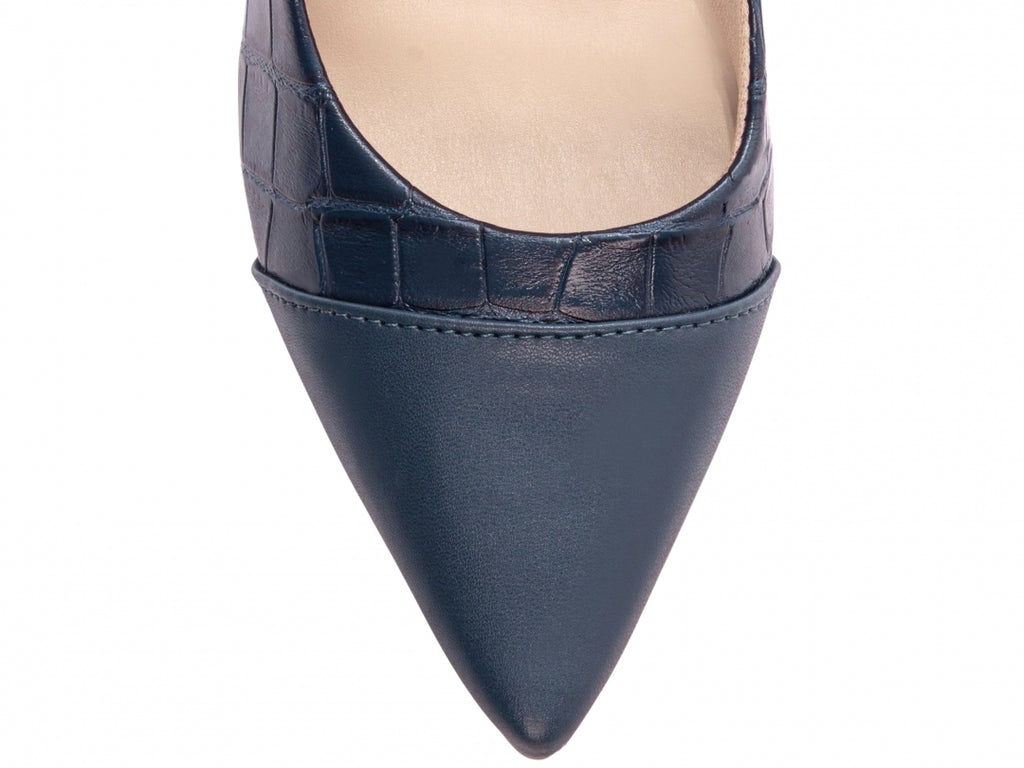 Scarpin Feminino Croco Azul Marinho