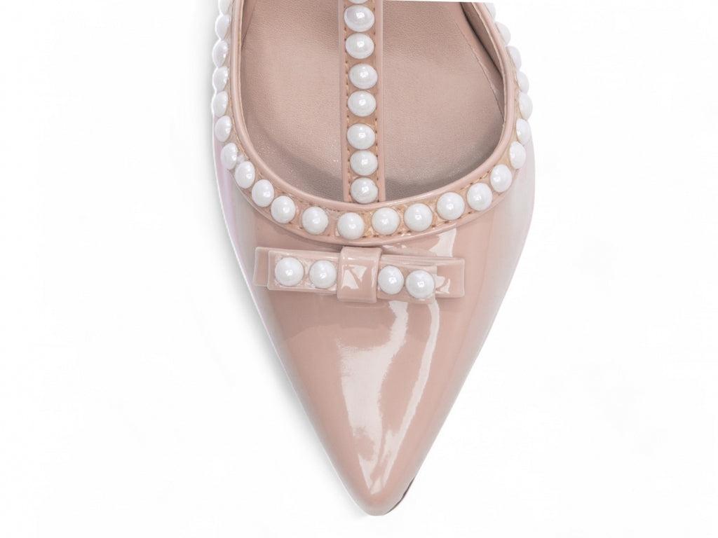 Scarpin Verniz Bege com Pérola