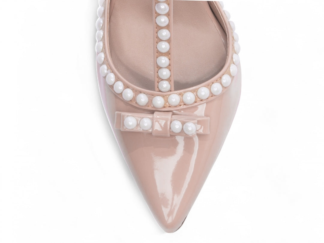 Scarpin Verniz Bege com Pérola