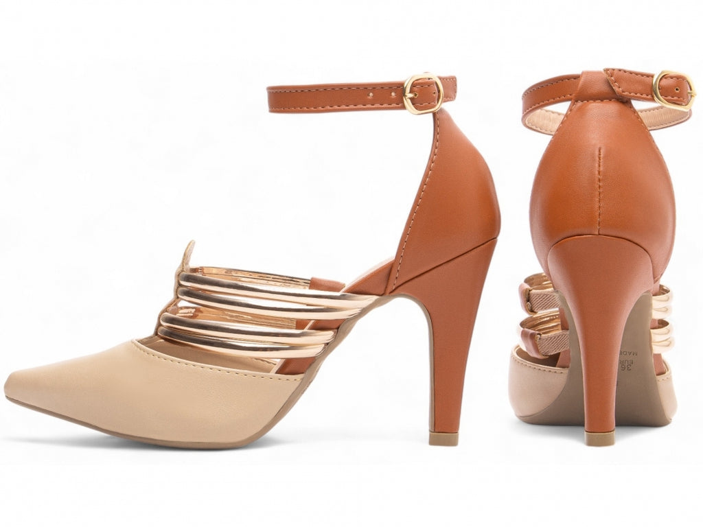 Scarpin Feminino Caramelo Metalizado