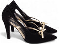 Scarpin Preto com Laço Metalizado Ouro Light