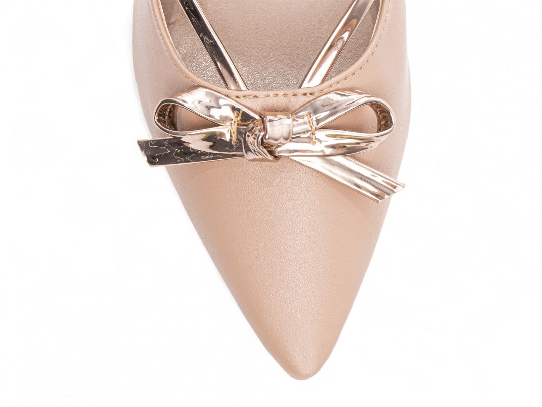 Scarpin Feminino Rosê Metalizado com Laço