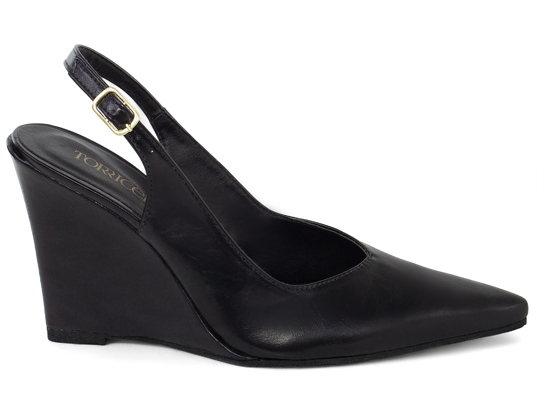Scarpin Slingback Anabela Preto Corte V
