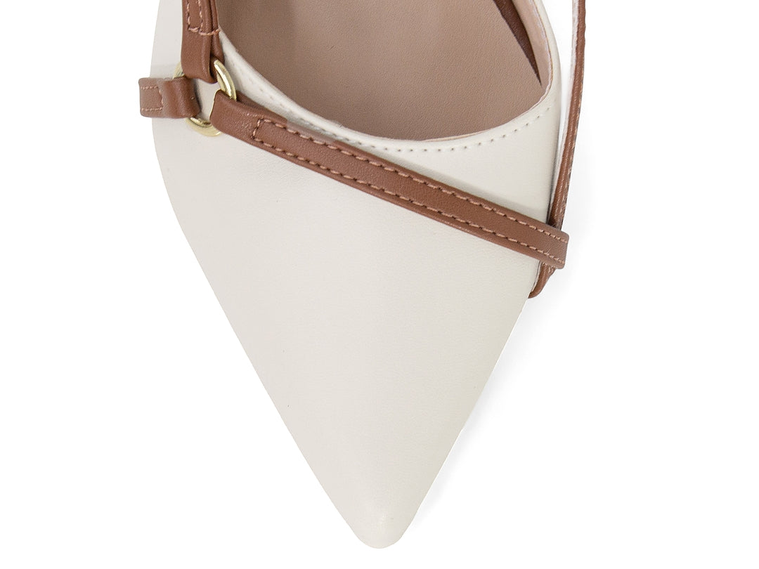 Scarpin Slingback Off White e Caramelo